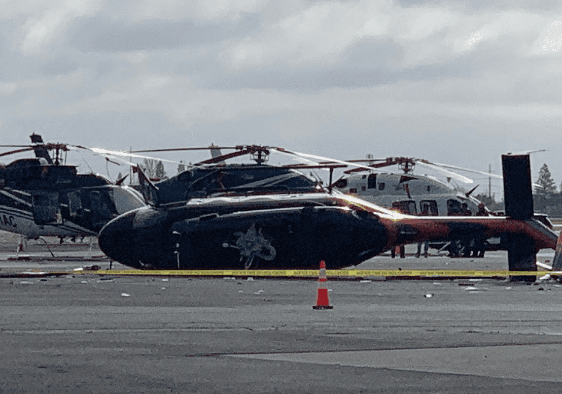 אירוע חריג בשדה"ת בסקרמנטו: גבר פרץ למסוק וניסה לגנוב אותו - עד שהתרסק 