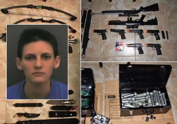בזכות עירנותם של הוריה: צעירה מפלורידה נעצרה עם עשרות מטעני נפץ וכלי נשק