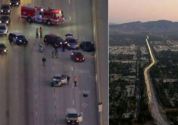 ואלי לוס אנג'לס: שיבושים בכביש 405 בשל תאונת שרשרת באזור ואן נייס