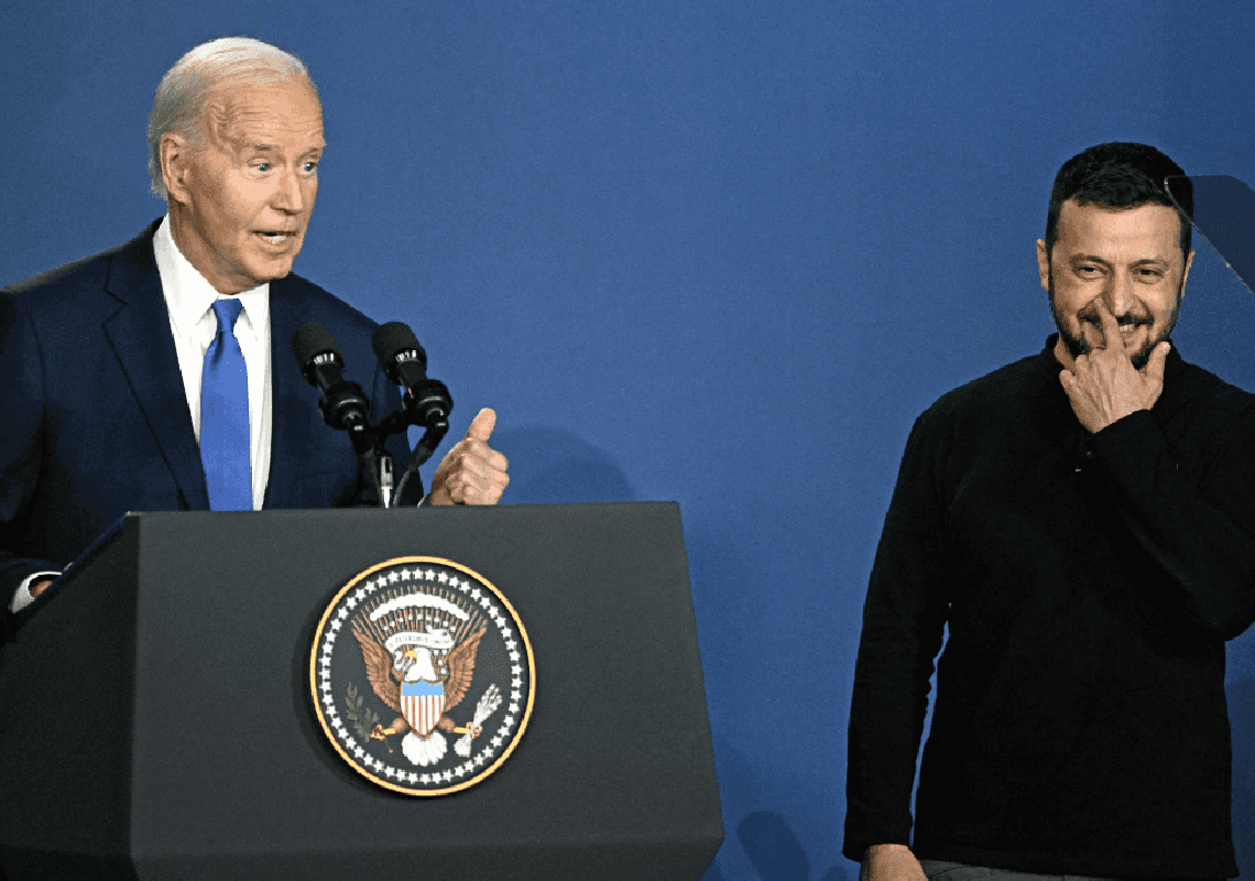 ביידן קיבל לבמה את נשיא אוקראינה – וקרא לו "פוטין" 