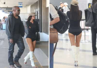 צניעות זה עניין יחסי: ביאנקה סנסורי עם חולצה ארוכה ותחתונים בשדה"ת בלוס אנג'לס