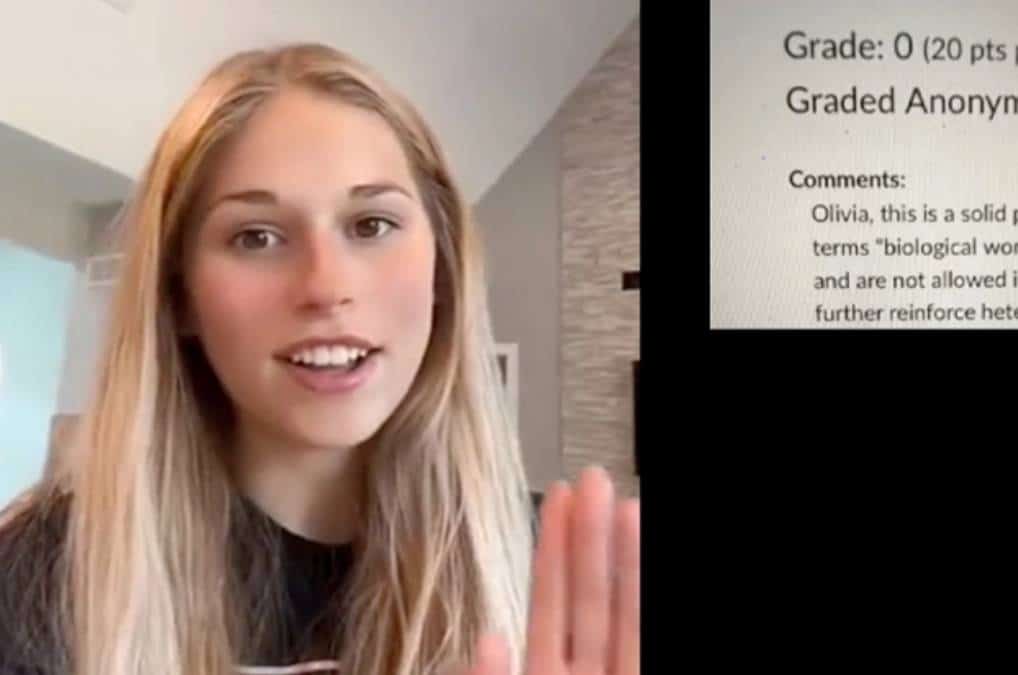 תלמידת קולג' קיבלה ציון 0 בגלל שהשתמשה במונח "נשים ביולוגיות"‏