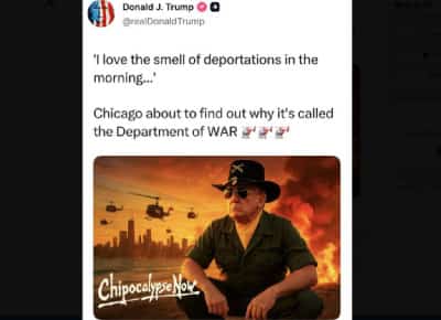 טראמפ מאיים על שיקגו: פרסם פוסט פרובוקטיבי עם ציטוט מהסרט אפוקליפסה עכשיו  