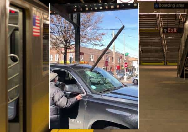 אימה באמצע הנסיעה: מוט עץ נותק מהסאבווי ופגע במכונית נוסעת