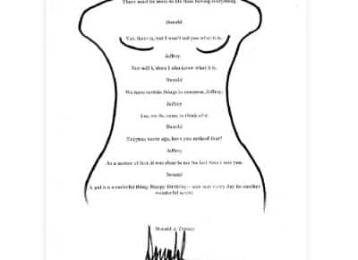 ועדת הקונגרס חושפת: מכתב מיני מטריד שמיוחס לטראמפ נשלח לג'פרי אפשטיין