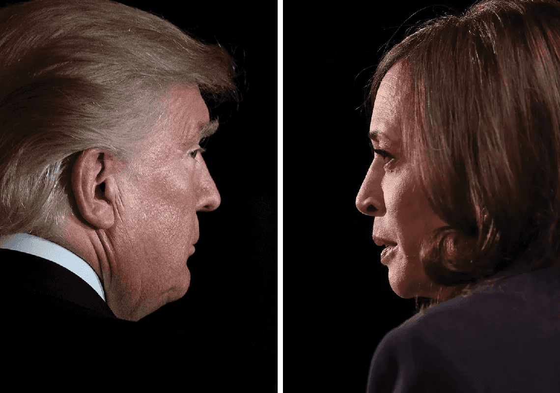 טראמפ מוביל על האריס במדינות המתנדנדות