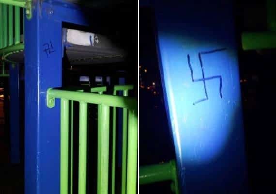 זה לא נגמר - צלבי קרס בגן שעשועים בברוקלין