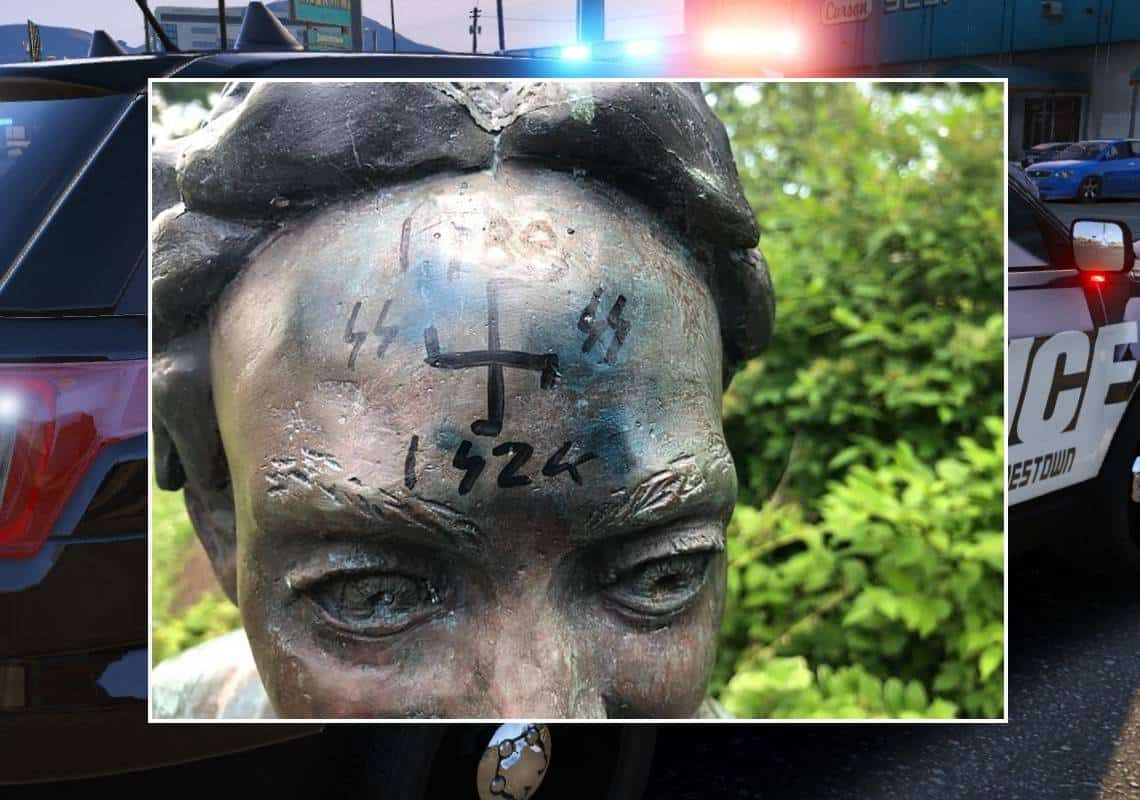 פשע שנאה בניו יורק: גן פסלים הושחת בצלבי קרס