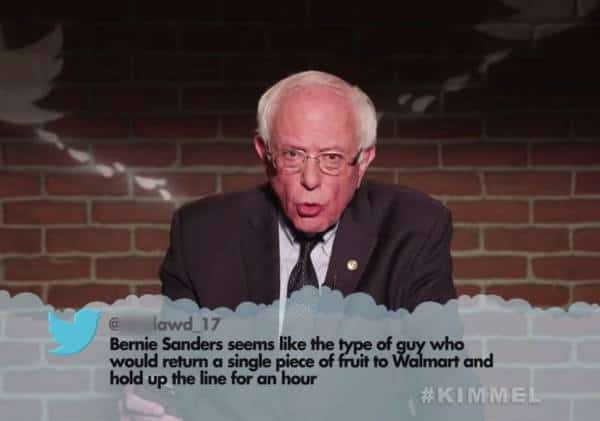 ברני סנדרס, אליזבת' וורן ופוליטיקאים נוספים הקריאו ציוצים מרושעים בתוכנית של ג'ימי קימל