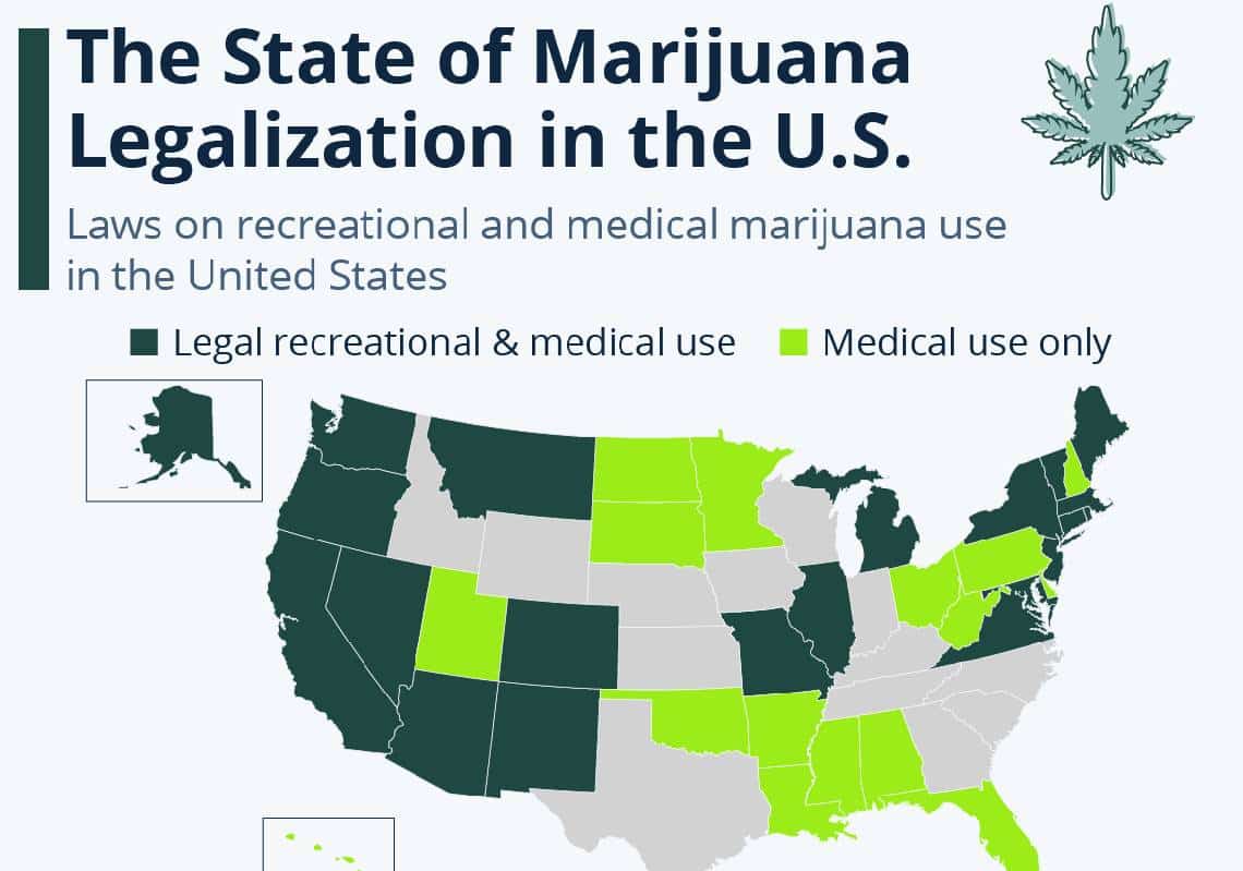זהו מצב הלגליזציה של מריחואנה באמריקה לאחר בחירות האמצע
