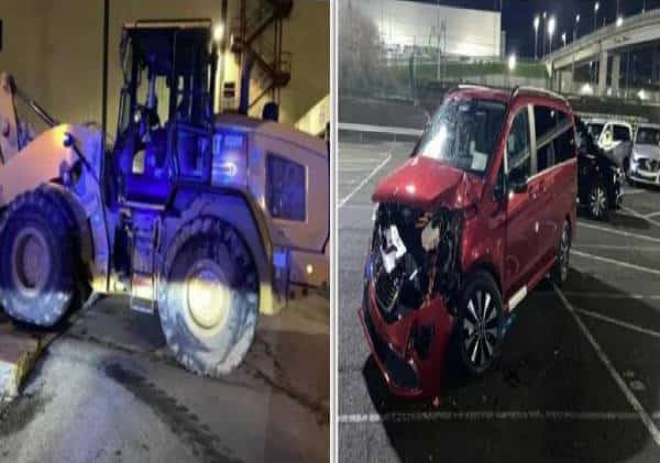 ביזארי: עובד חברת מרצדס 'איבד את הראש' והשתמש בבולדוזר כדי להרוס כ-50 רכבים