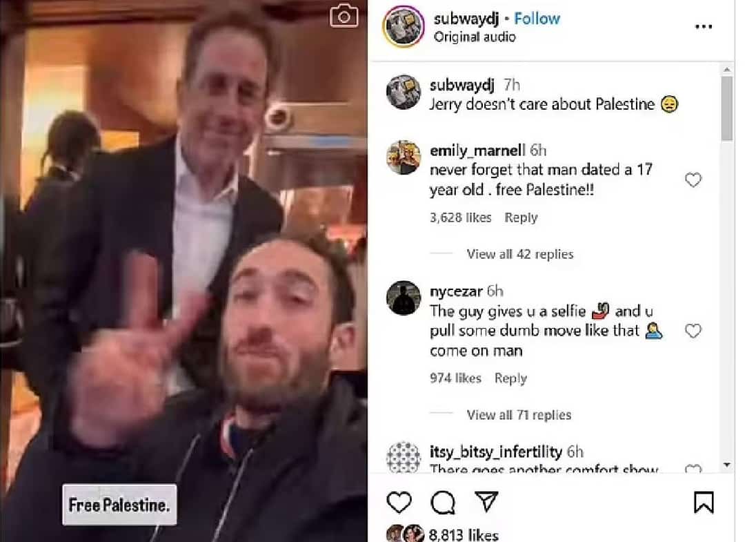 כששאלו את ג'רי סיינפלד על פלסטין, הוא ענה במילה אחת שהציתה את הרשת